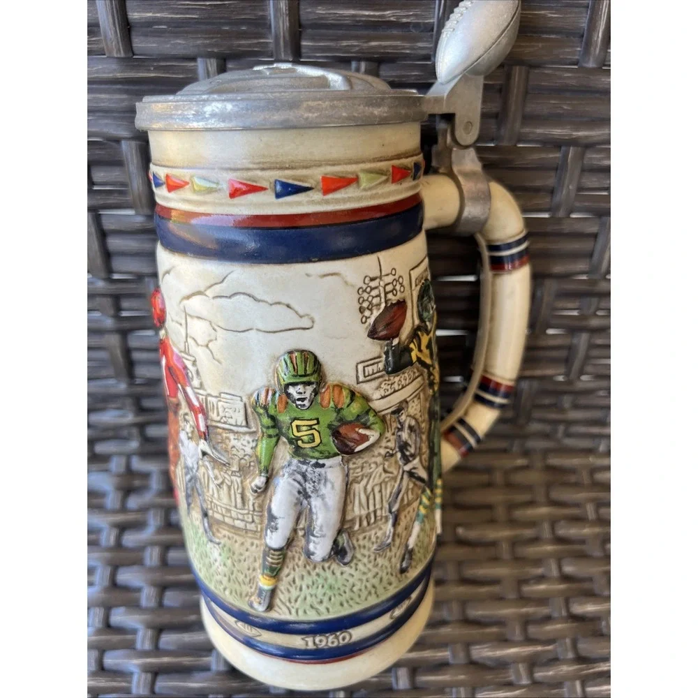 Vintage Ceramarte Brazil Avon Handcrafted 1983 Football Beer Stein